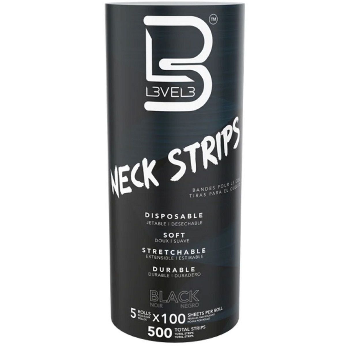 L3VEL3 NECK STRIPS - BLACK - 5 ROLLS 100 STRIPS/ROLL