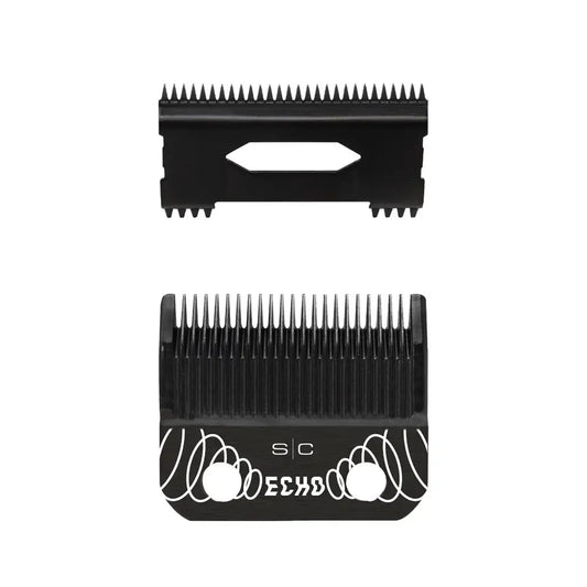 Replacement ECHO Fixed Black Diamond Carbon DLC Hair Clipper Blade with DLC Deep Tooth Cutter Set